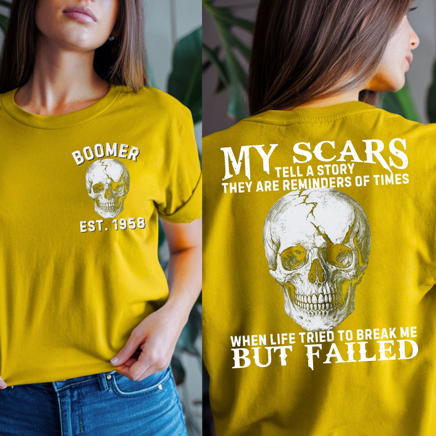 Boomer Custom Year T-Shirt : My scars tell a story