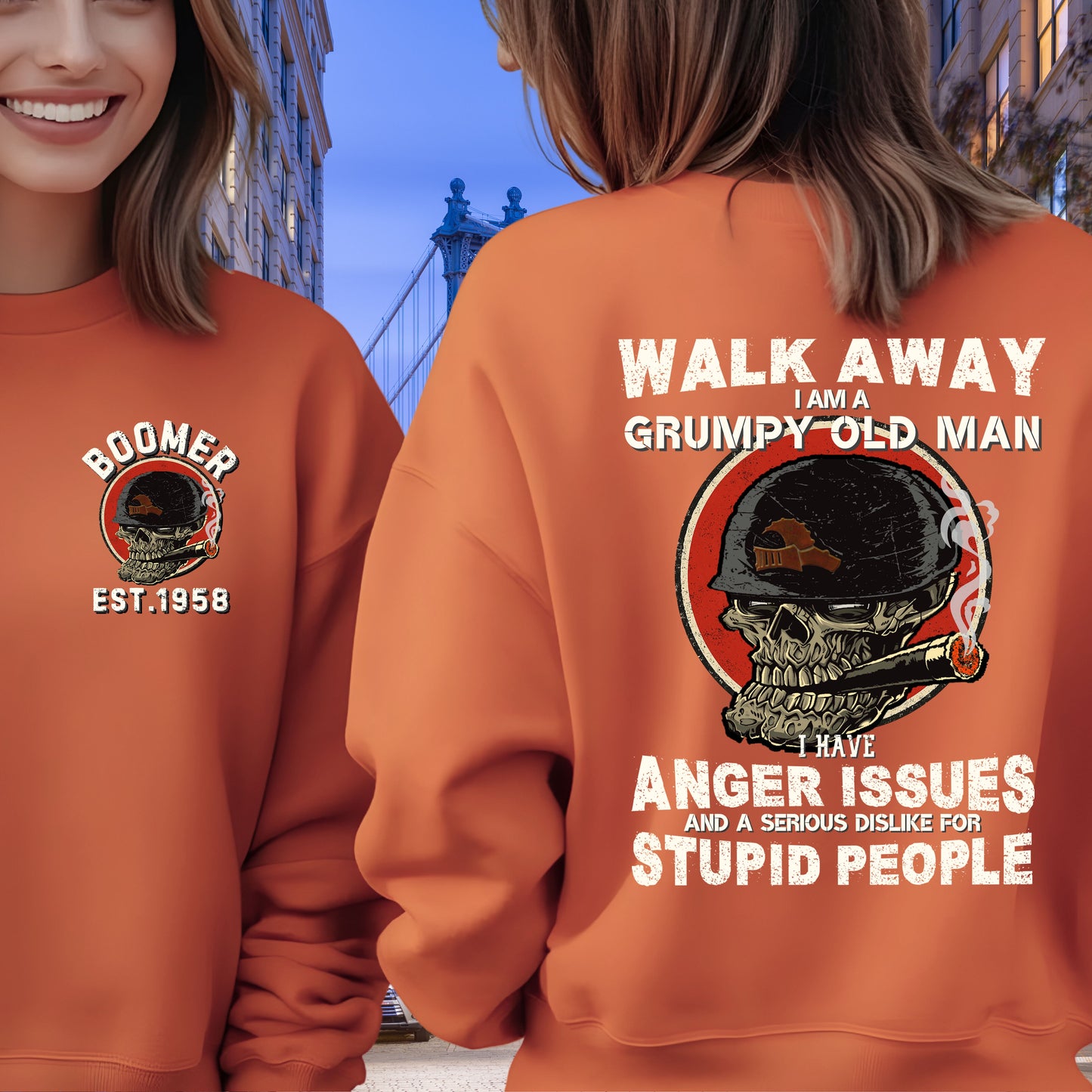 Boomer Custom Year Sweatshirt : Walk away , I'm a crumpy old man