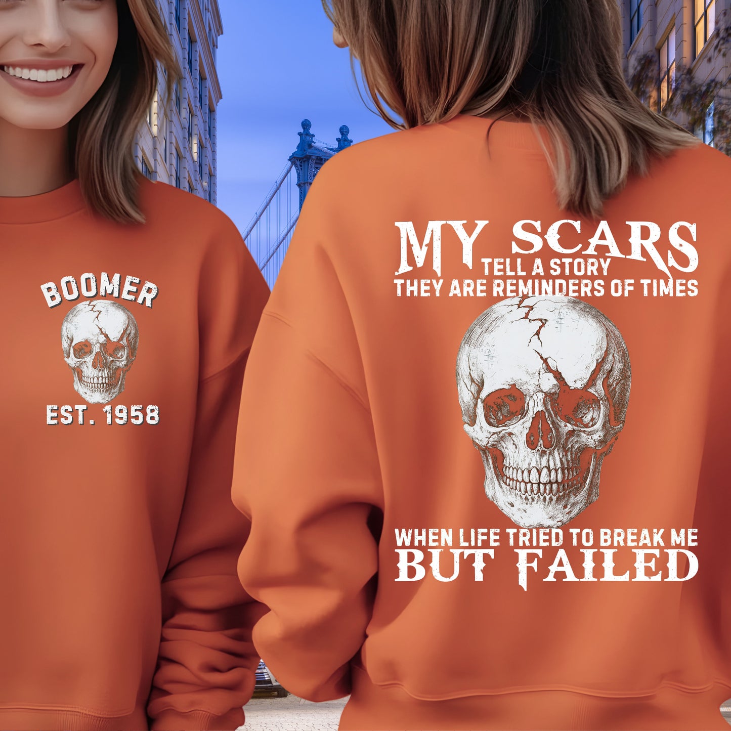 Boomer Custom Year Sweatshirt : My scars tell a story