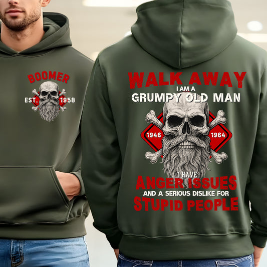 Boomer Custom Year Hoodie : Walk away , I'm a crumpy old man