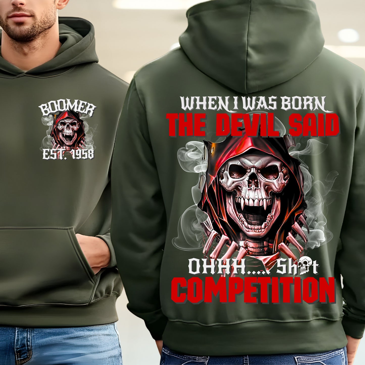 Boomer Custom Year Hoodie : When i was born , the devil said shit competition
