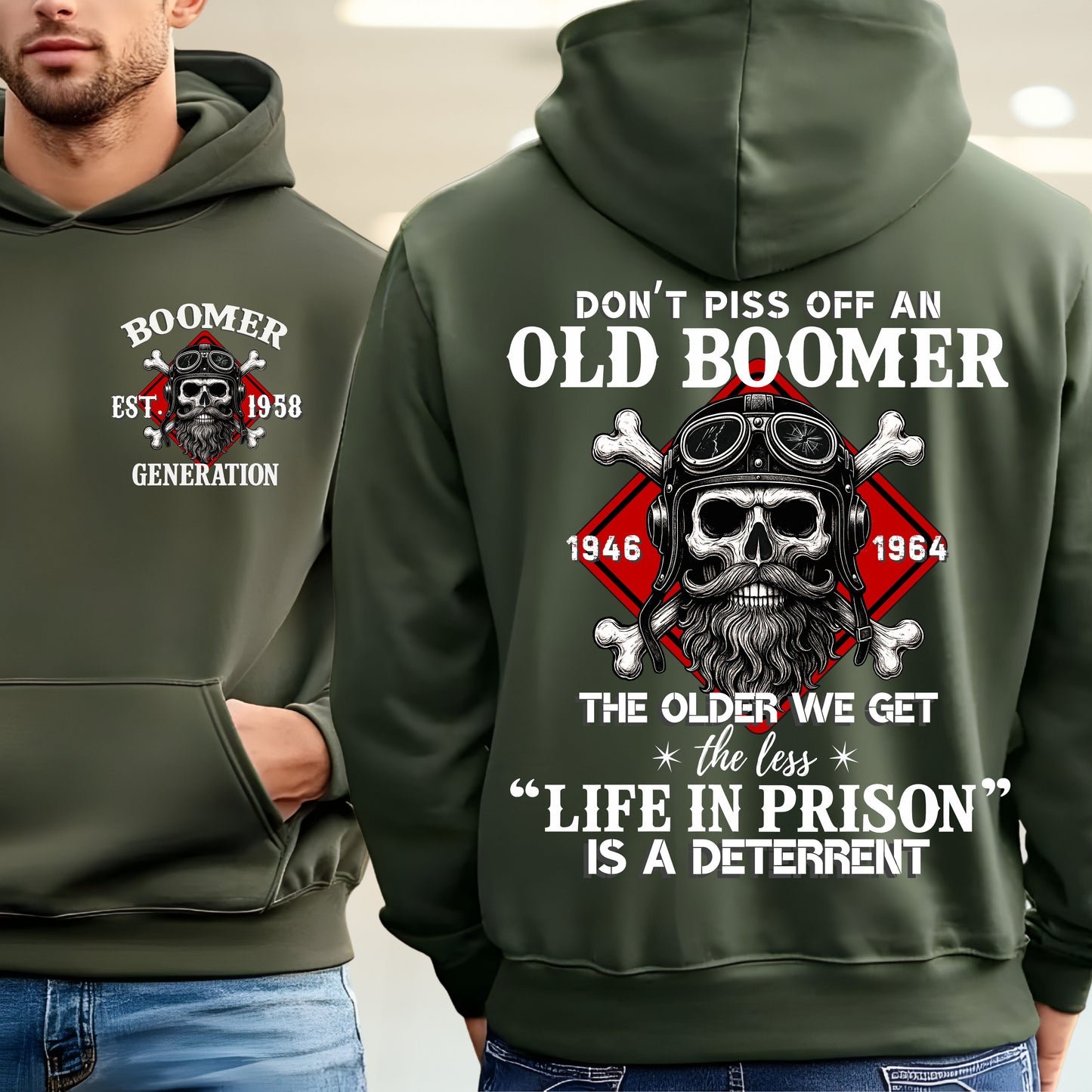 Boomer Custom Year Hoodie : Don't piss off with a boomer