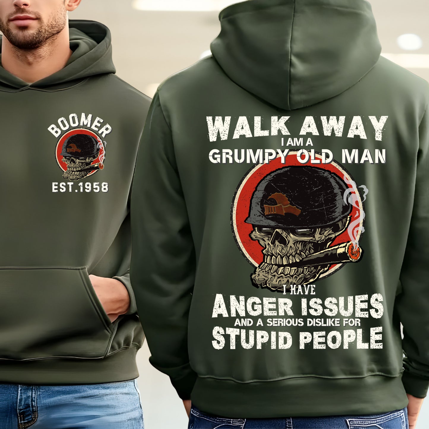Boomer Custom Year Hoodie : Walk away , I'm a crumpy old man