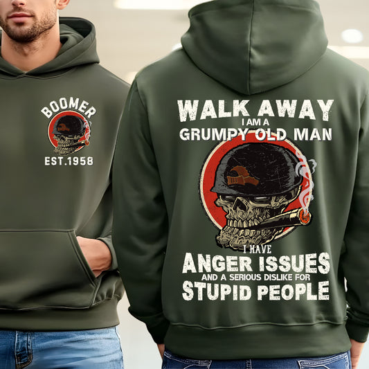 Boomer Custom Year Hoodie : Walk away , I'm a crumpy old man