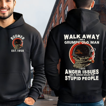 Boomer Custom Year Hoodie : Walk away , I'm a crumpy old man