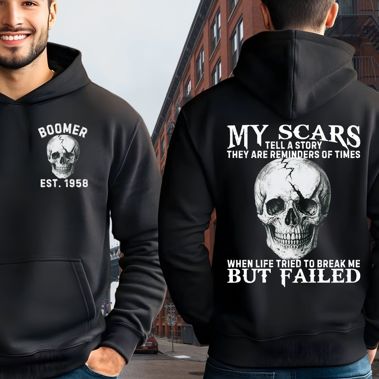 Boomer Custom Year Hoodie : My scars tell a story
