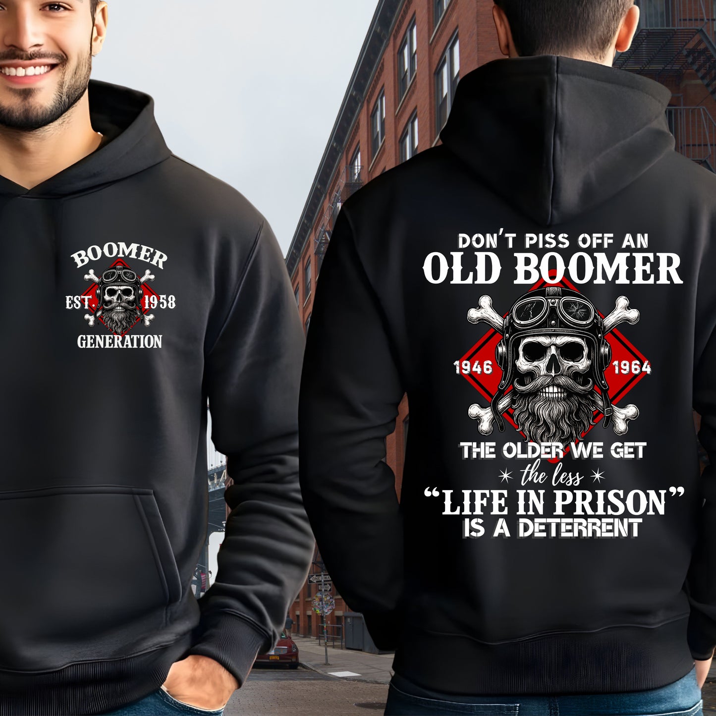 Boomer Custom Year Hoodie : Don't piss off with a boomer
