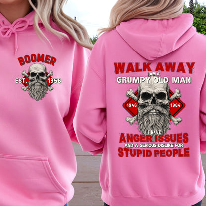 Boomer Custom Year Hoodie : Walk away , I'm a crumpy old man