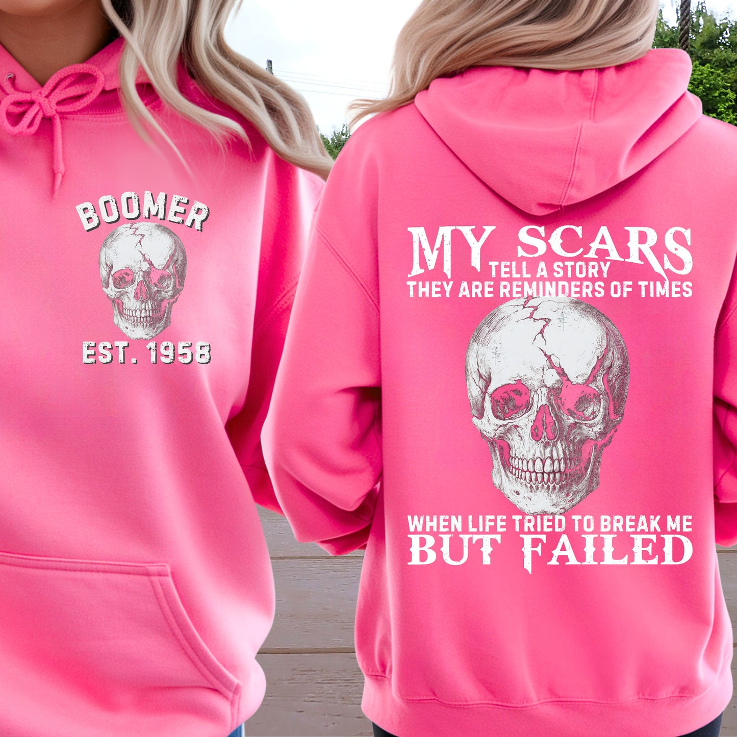 Boomer Custom Year Hoodie : My scars tell a story