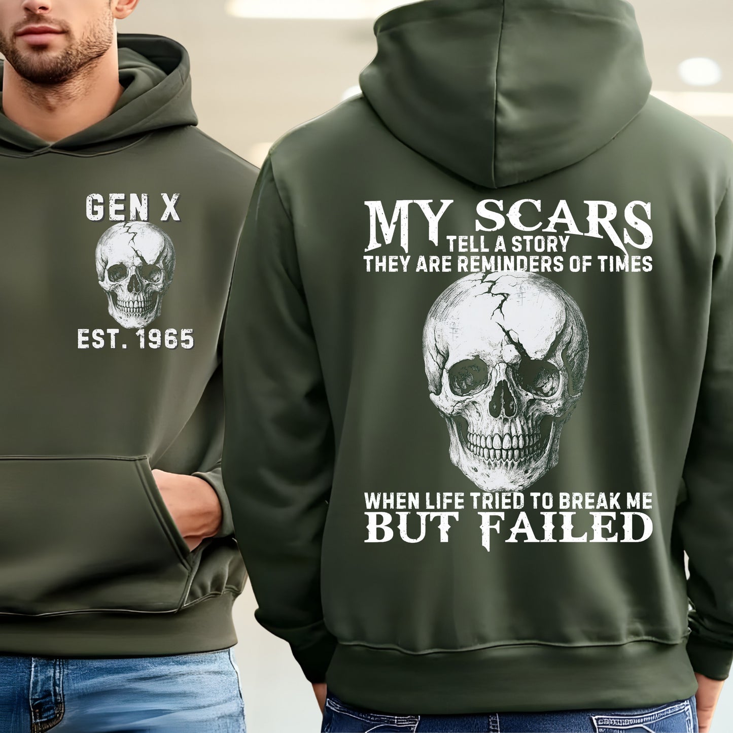 Gen X Custom Year Hoodie : My scars tell a story