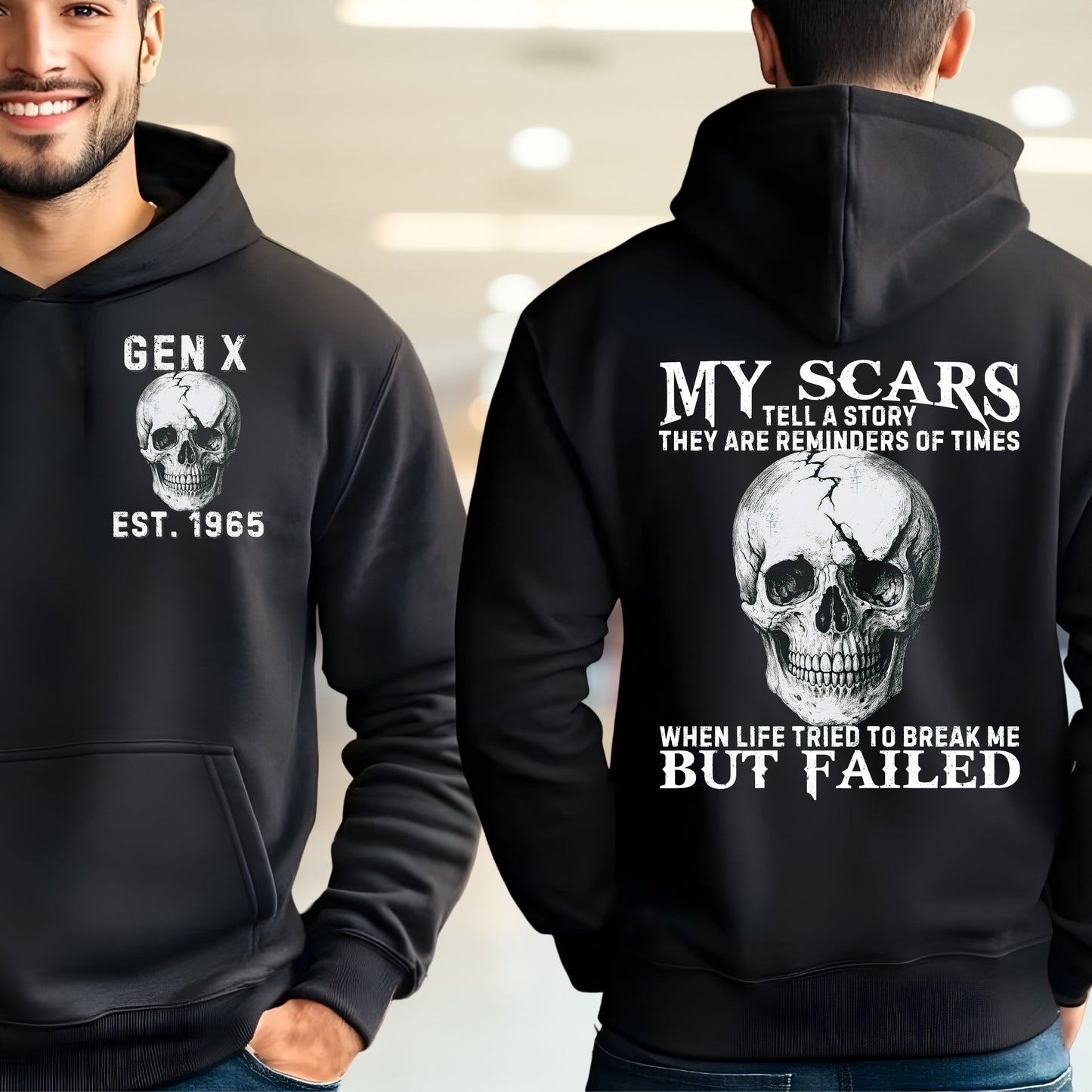 Gen X Custom Year Hoodie : My scars tell a story