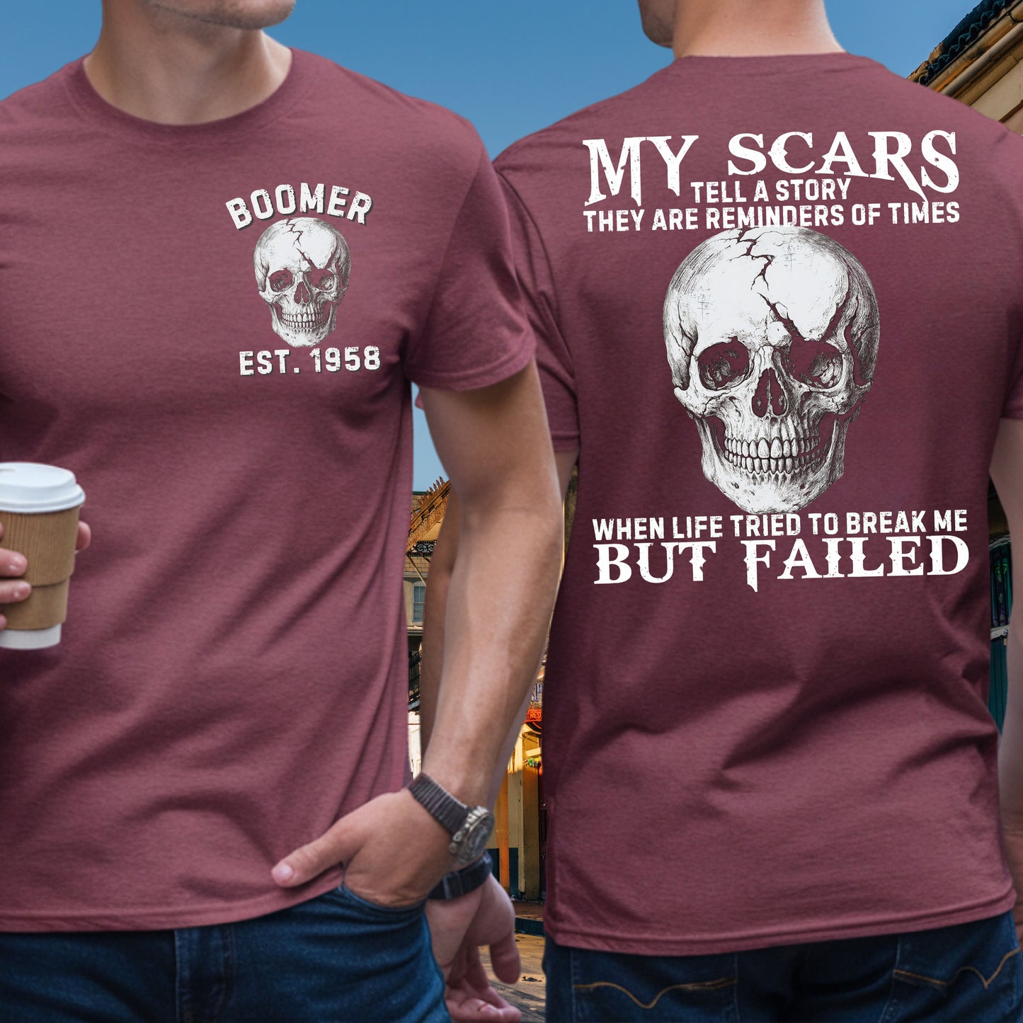 Boomer Custom Year T-Shirt : My scars tell a story